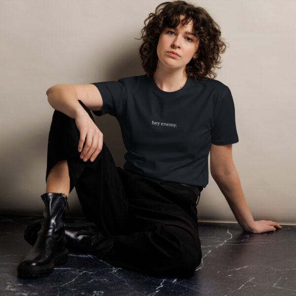 hey enemy Premium Embroidered Cotton Tee (Unisex) - Image 5
